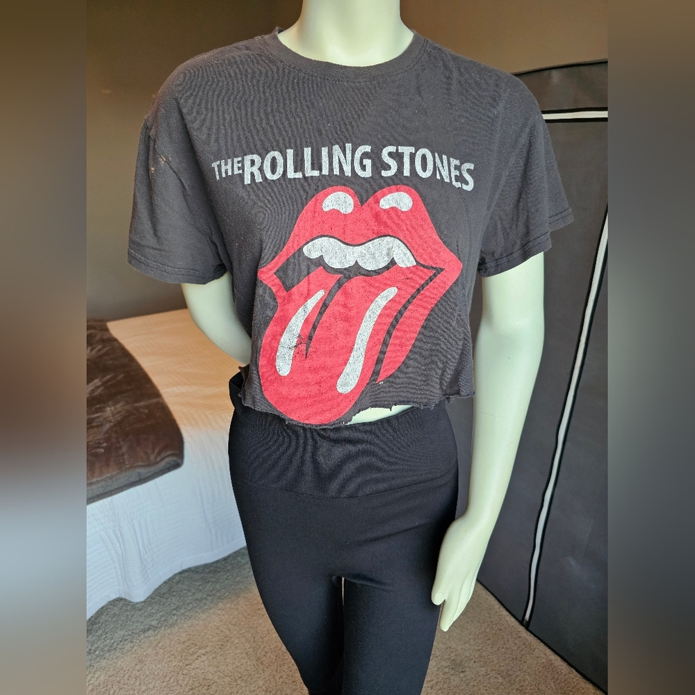 The Rolling Stones Cut Cropped Black T-Shirt